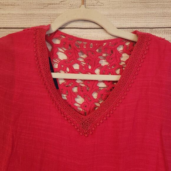 Apt 9 Pink NWT Small Pink Gauzy Textured Asym Hem bohemian sleeves - Picture 2 of 9